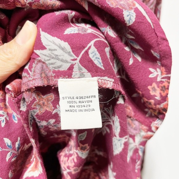 Caffe Marrakesh Blouse Boho Floral Small Button-Up Festival Peasant Rayon Top - Picture 9 of 10